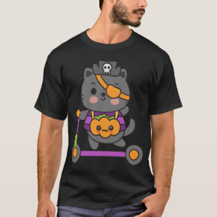 Halloween cat ride bike delivery pumpkin T-Shirt