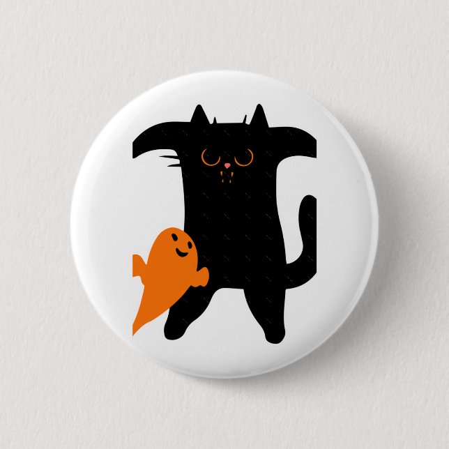 Halloween cat scared  6 cm round badge (Front)