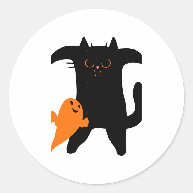 Halloween cat scared  classic round sticker (Front)