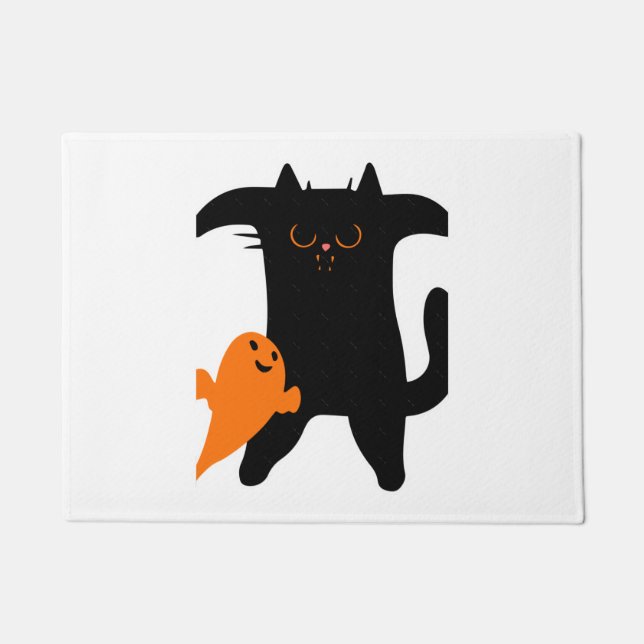 Halloween cat scared  doormat (Front)