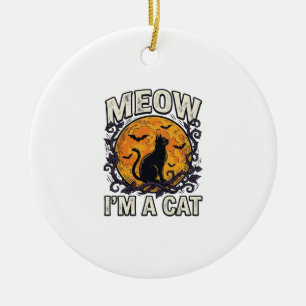 Halloween Cat Shirt Meow I'm A Cat Vintage Ceramic Ornament