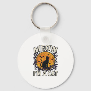 Halloween Cat Shirt Meow I'm A Cat Vintage Key Ring