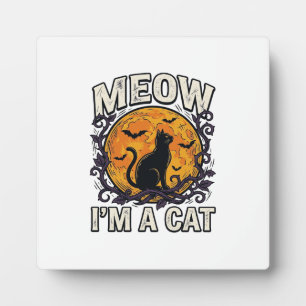 Halloween Cat Shirt Meow I'm A Cat Vintage Plaque
