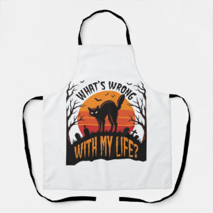 Halloween Cat Shirt Vintage Spooky Life Humor_1 Apron