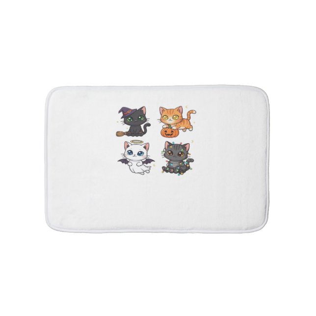Halloween Cat  Spooky and Stylish Feline-Inspired  Bath Mat (Front)
