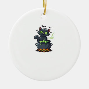 Halloween Cat Spooky and Stylish Feline-Inspired Ceramic Ornament