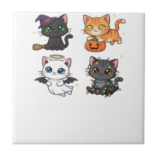 Halloween Cat  Spooky and Stylish Feline-Inspired  Ceramic Tile