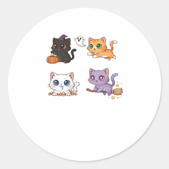 Halloween Cat  Spooky and Stylish Feline-Inspired  Classic Round Sticker (Front)