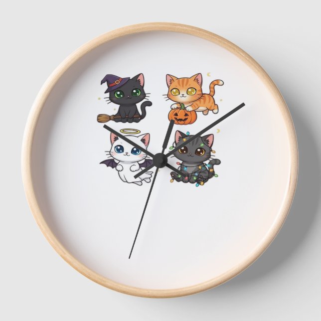 Halloween Cat  Spooky and Stylish Feline-Inspired  Clock (Front)