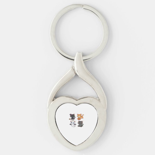 Halloween Cat  Spooky and Stylish Feline-Inspired  Key Ring (Front)