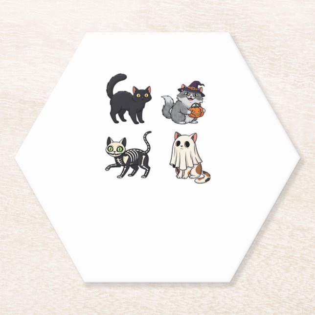 Halloween Cat  Spooky and Stylish Feline-Inspired  Paper Coaster (Front)