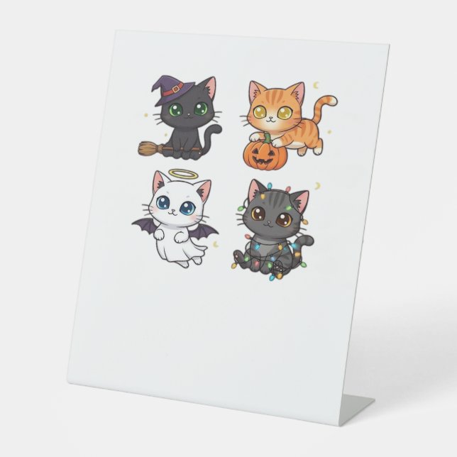 Halloween Cat  Spooky and Stylish Feline-Inspired  Pedestal Sign (Front)