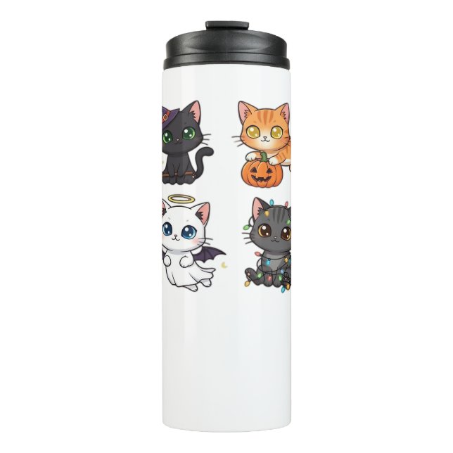Halloween Cat  Spooky and Stylish Feline-Inspired  Thermal Tumbler (Front)