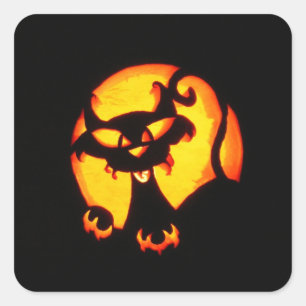 halloween cat square sticker
