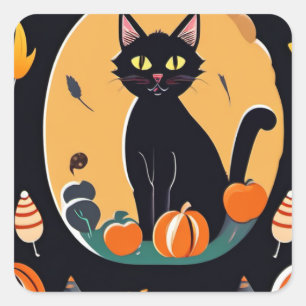 Halloween Cat Square Sticker
