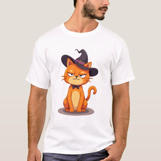 Halloween Cat T-Shirt Kitten Jack O Lantern Kitty  (Front)