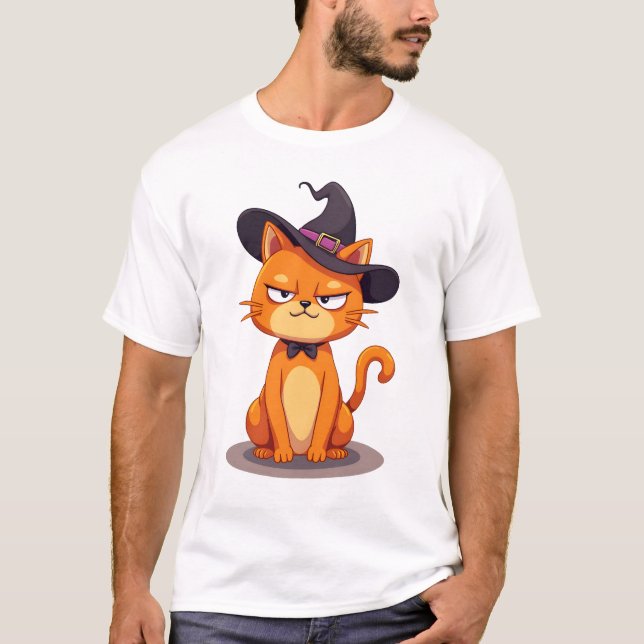 Halloween Cat T-Shirt Kitten Jack O Lantern Kitty  (Front)