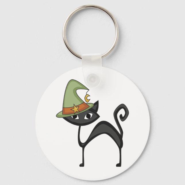 Halloween Cat T-shirts and Gifts Key Ring (Front)
