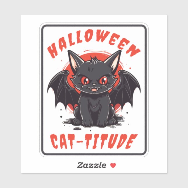 HALLOWEEN CAT-TITUDE CAT BAT  (Sheet)