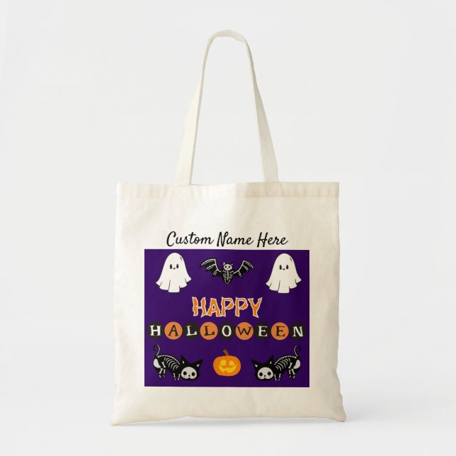 Halloween Cat Tote Bag - Personalise (Front)