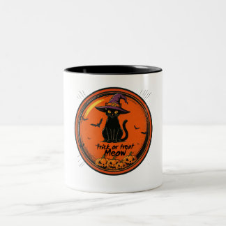 Halloween cat Two-Tone coffee mug