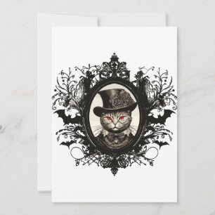 Halloween Cat, Vampire Cat, lady fangs Invitation