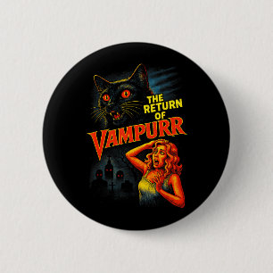 Halloween Cat Vintage 90s Style The Return of 6 Cm Round Badge