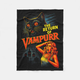 Halloween Cat Vintage 90s Style The Return of Fleece Blanket