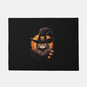 Halloween Cat Witch Hat Pumpkin Costume Spooky Sea Doormat