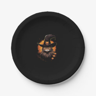 Halloween Cat Witch Hat Pumpkin Costume Spooky Sea Paper Plate
