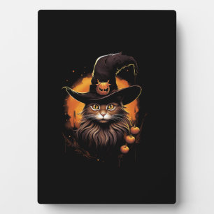 Halloween Cat Witch Hat Pumpkin Costume Spooky Sea Plaque