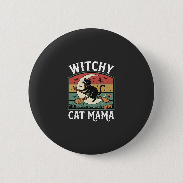 Halloween Cat Witch Mama 6 Cm Round Badge (Front)