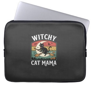 Halloween Cat Witch Mama Laptop Sleeve