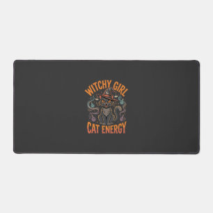 Halloween Cat Witch Vibes Desk Mat