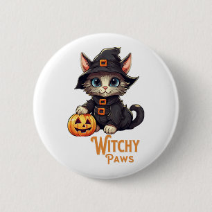 Halloween Cat Witchy Paws 6 Cm Round Badge