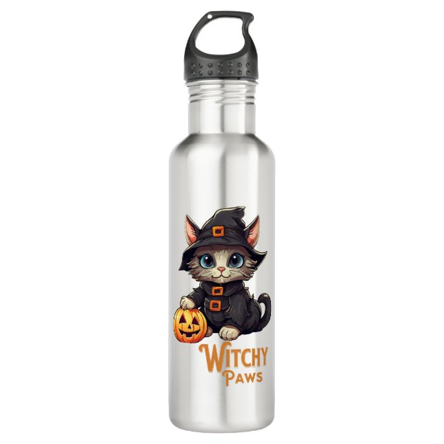 Halloween Cat Witchy Paws 710 Ml Water Bottle (Front)