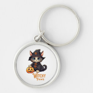 Halloween Cat Witchy Paws Key Ring