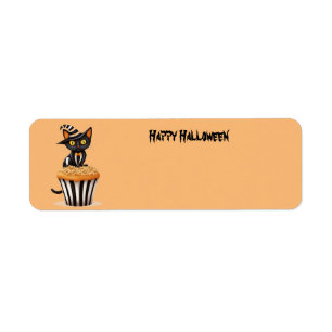 Halloween cat with a muffin return address label
