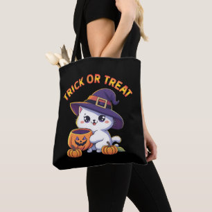 Halloween cat with Jack O' Lantern Pumpkin Tote Bag