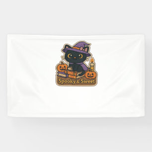 Halloween Cat with Magic Books – Spooky & Sweet Em Banner