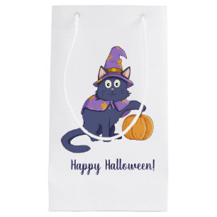 Halloween Cat with Pumpkin Small Gift Bag