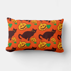 Halloween cats and pumpkins. Two side design Lumbar Cushion