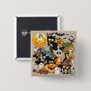 Halloween Cats Funny Party 15 Cm Square Badge