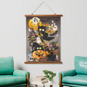 Halloween Cats Funny Party Hanging Tapestry