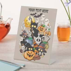 Halloween Cats Funny Party Pedestal Sign