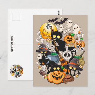 Halloween Cats Funny Party Postcard