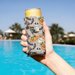 Halloween Cats Funny Party Seltzer Can Cooler