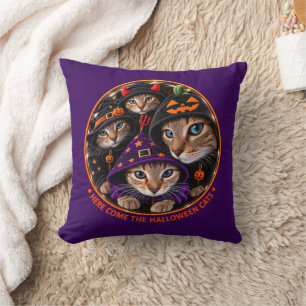 Halloween Cats in Witch Hats Cushion