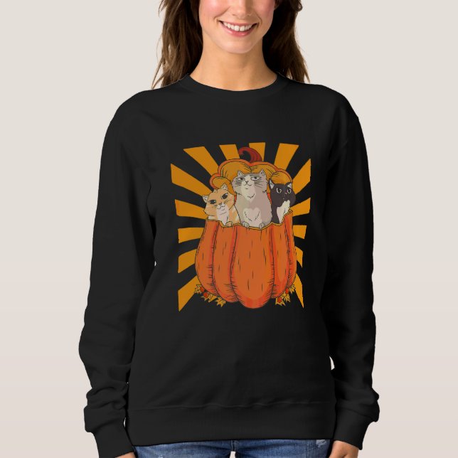 Halloween Cats Pumpkin Kitten Sweatshirt (Front)