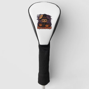 Halloween Cats Pumpkins Black Background Illus Golf Head Cover